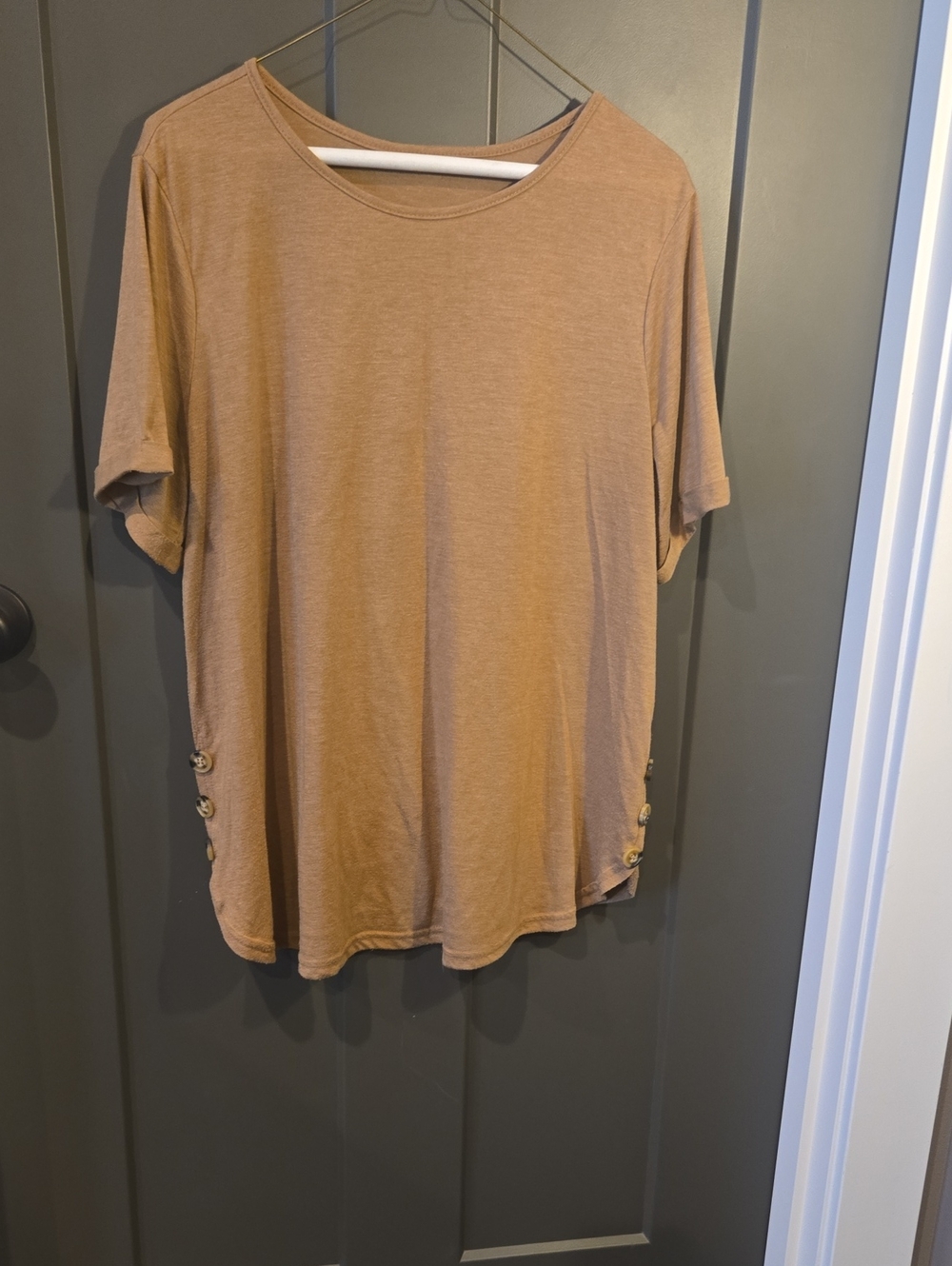 SHEIN Curve Brown Crew Short Sleeve Top